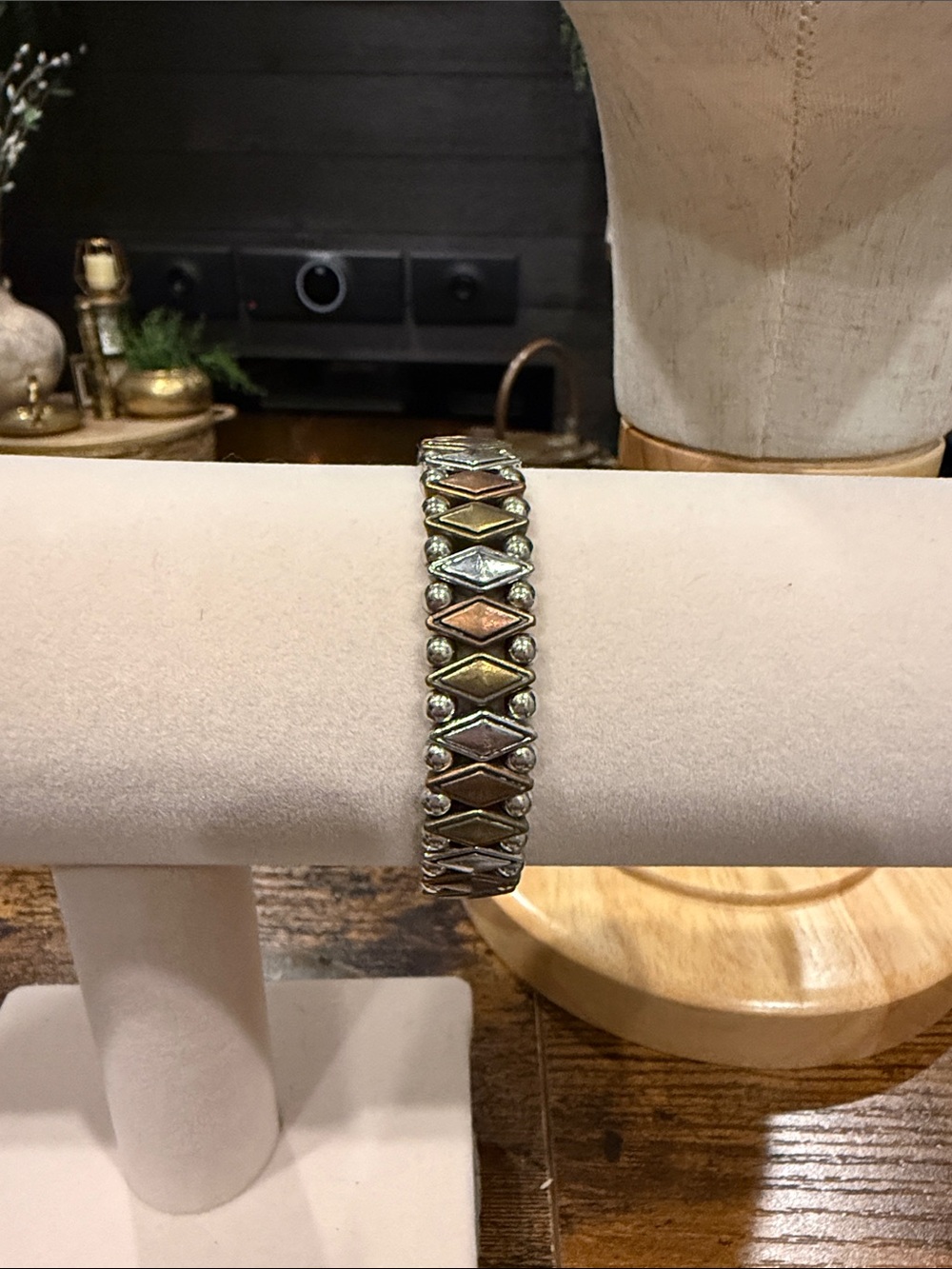 Multitone Stretch Bracelet in Gold, Silver & Rose for Women